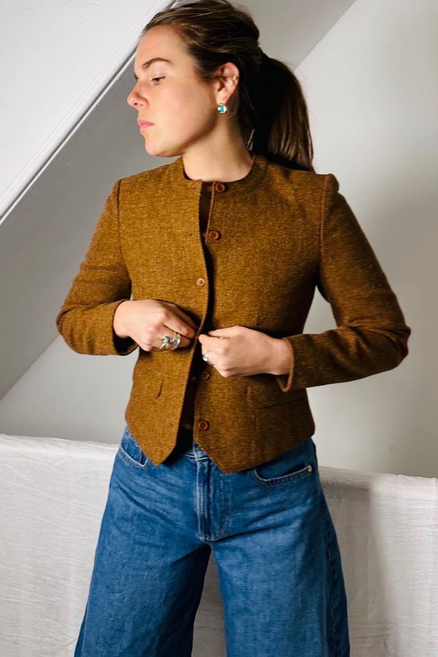 Vintage Rust Brown Preppy Fitted Collarless Bolero Selected by KA.TL.AK #1