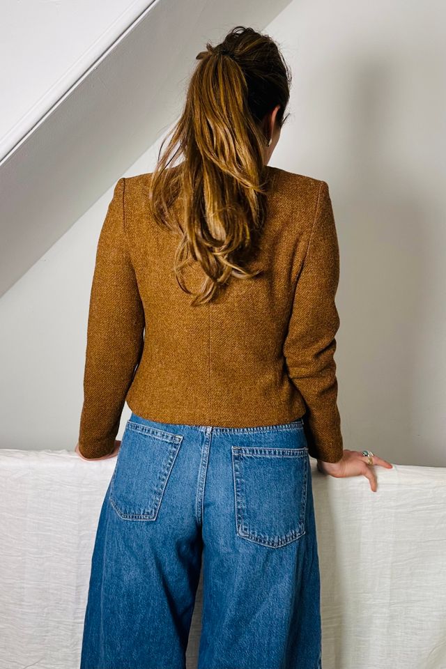 Vintage Rust Brown Preppy Fitted Collarless Bolero Selected by KA.TL.AK #3