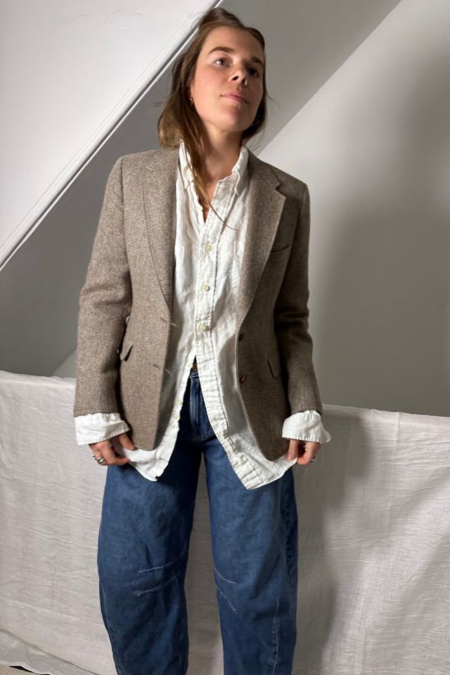 Vintage Preppy Tweed Blazer with Leather Covered Buttons Selected by KA.TL.AK #1