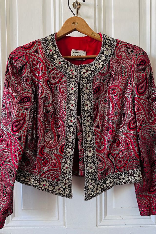 Vintage Festive Red, Gold and Black Brocade Bolero Selected by KA.TL.AK