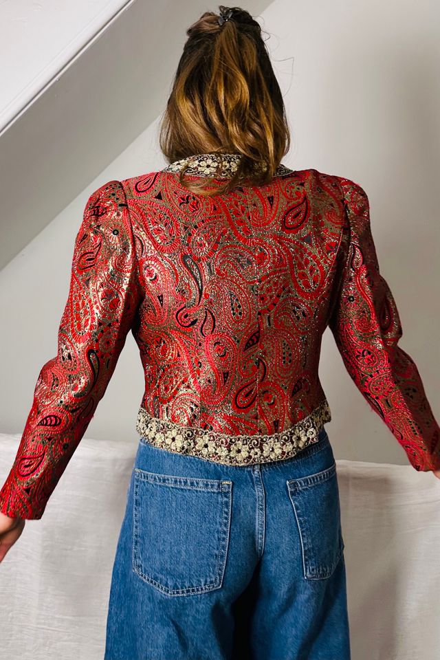 Vintage Festive Red, Gold and Black Brocade Bolero Selected by KA.TL.AK #2