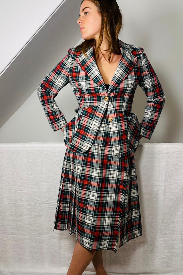 Vintage Plaid Cotton Blend Pleated Kilt and Blazer Set Selected by KA.TL.AK