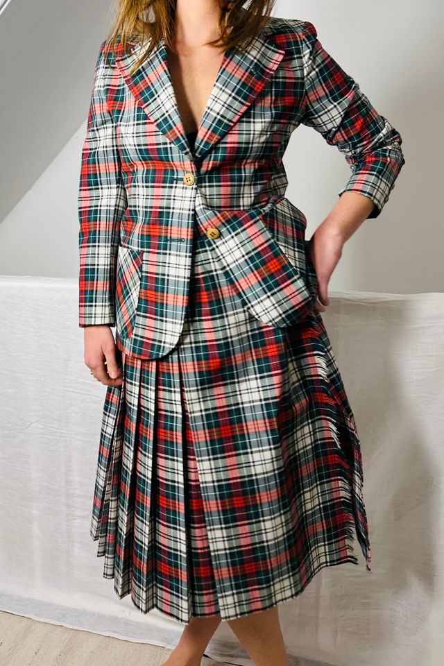 Vintage Plaid Cotton Blend Pleated Kilt and Blazer Set Selected by KA.TL.AK #3