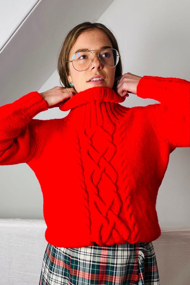 Holiday Red Hand Knit Turtleneck Sweater Selected by KA.TL.AK #2