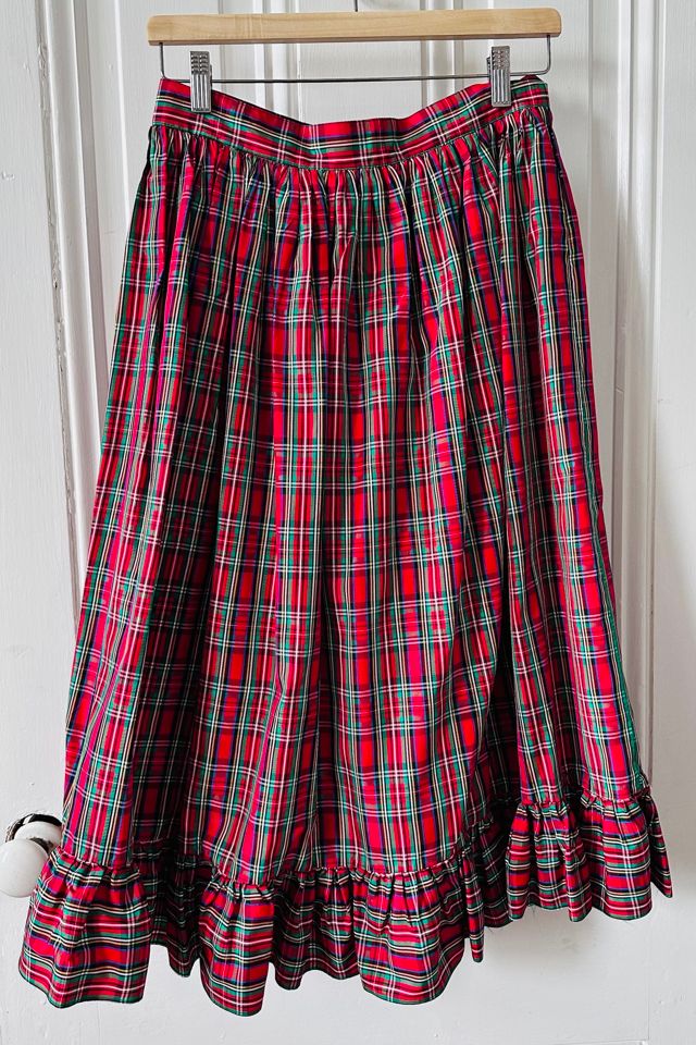 Vintage Festive Plaid Taffeta Midi Skirt Selected by KA.TL.AK #1
