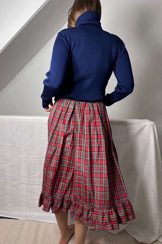 Vintage Festive Plaid Taffeta Midi Skirt Selected by KA.TL.AK #2