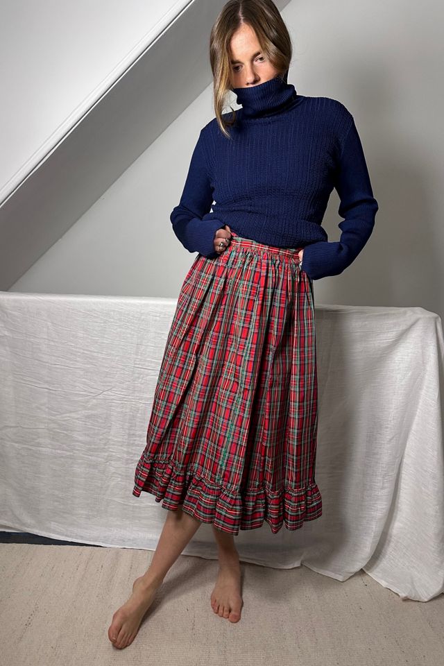 Vintage Festive Plaid Taffeta Midi Skirt Selected by KA.TL.AK #3