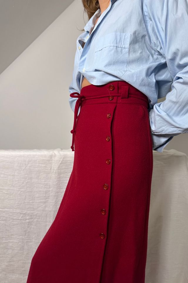 Vintage Handmade Red Wool Blend Maxi Skirt Selected by KA.TL.AK #2