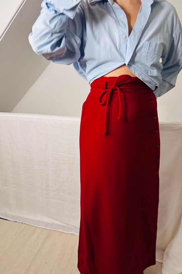 Vintage Handmade Red Wool Blend Maxi Skirt Selected by KA.TL.AK #3