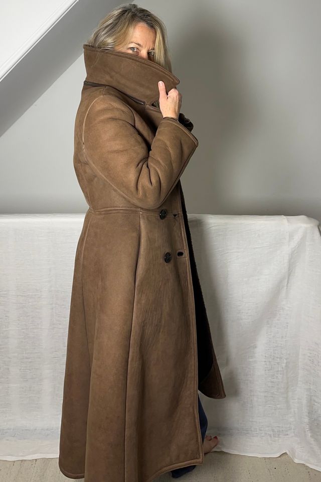 Vintage Scottish Long Leather Coat with Fleece Lining Selected by KA.TL.AK #1