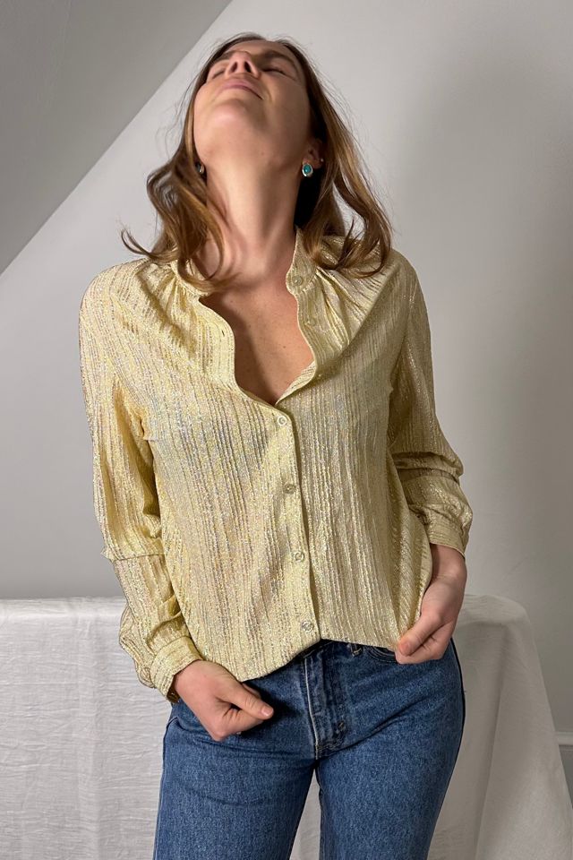 Vintage Gold Lame Blouse with Mandarin Collar Selected by KA.TL.AK #2
