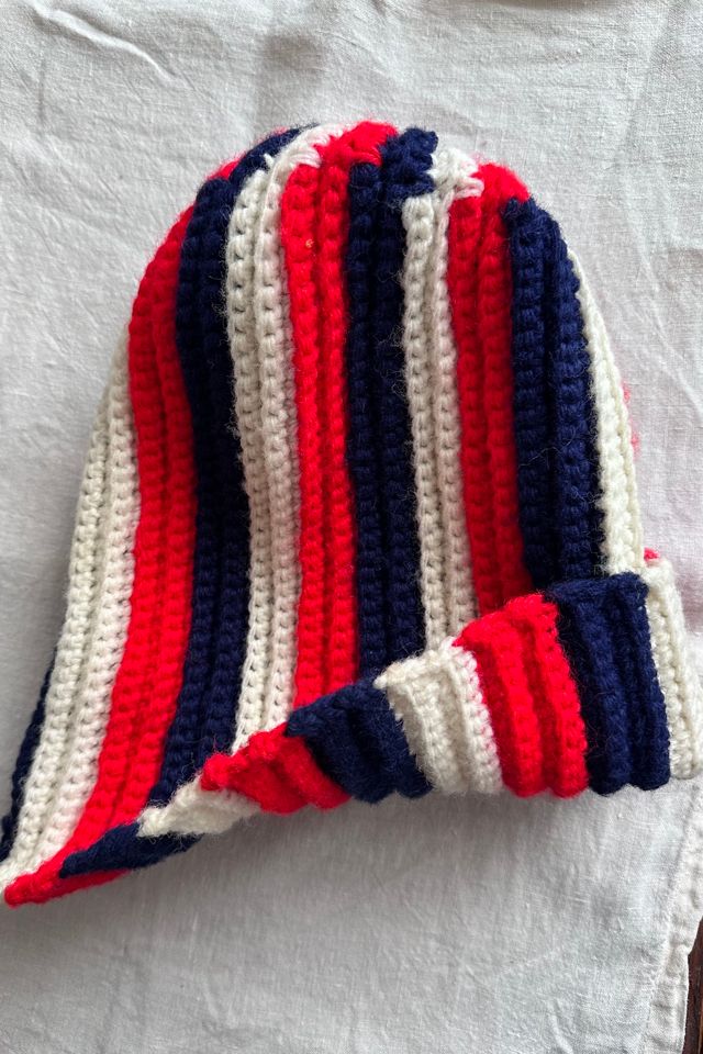 Vintage Hand Knit Striped Slouchy Beanie Hat Selected by KA.TL.AK #2