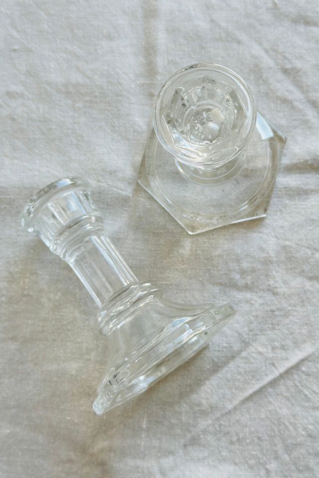 Set of Molded Clear Glass Candlesticks Selected by KA.TL.AK #1