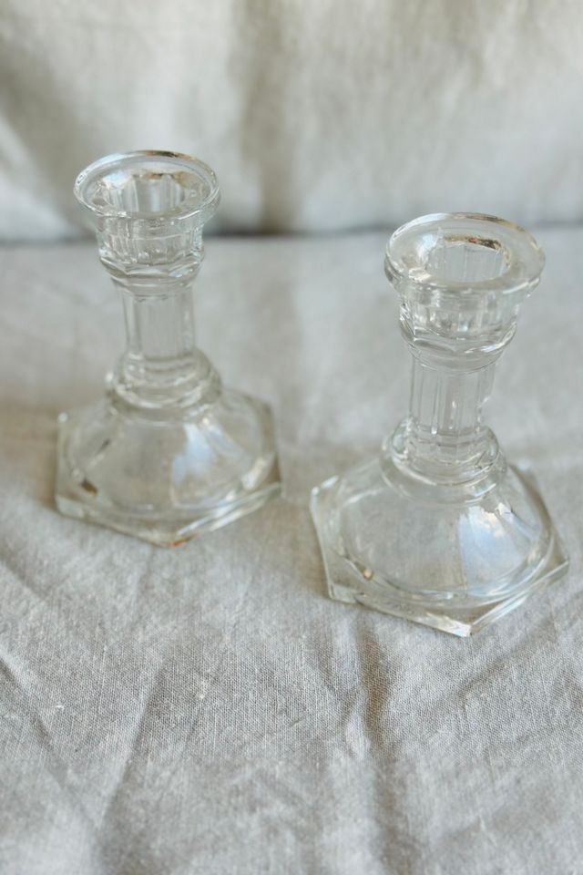 Set of Molded Clear Glass Candlesticks Selected by KA.TL.AK #2