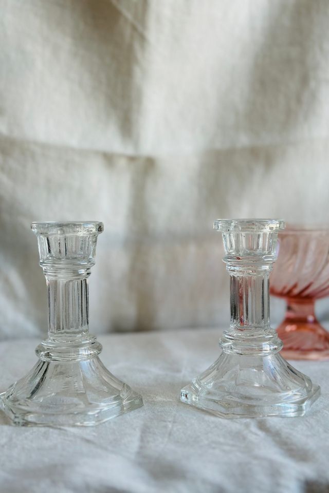 Set of Molded Clear Glass Candlesticks Selected by KA.TL.AK #3