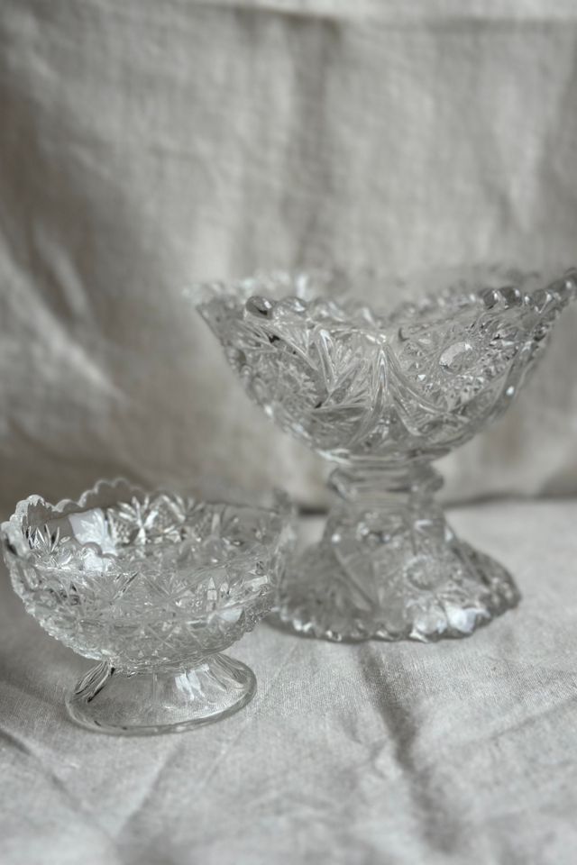 Vintage Set of Two Cut Glass Compote Dishes Selected by KA.TL.AK #1