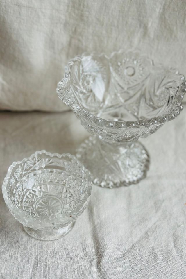 Vintage Set of Two Cut Glass Compote Dishes Selected by KA.TL.AK #3