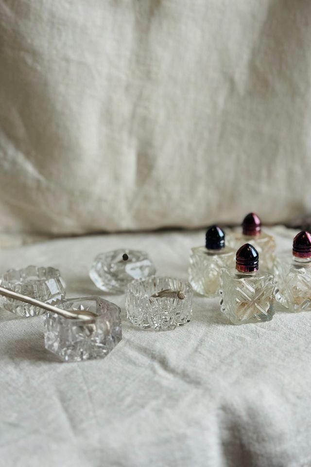Vintage Mixed Set of Four Clear Glass Salt Cellars and Four Pepper Shakers Selected by KA.TL.AK #1