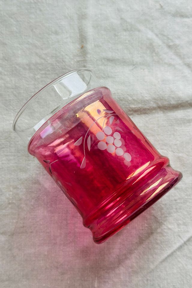 Vintage Pink Etched Glass Tumbler Selected by KA.TL.AK #1