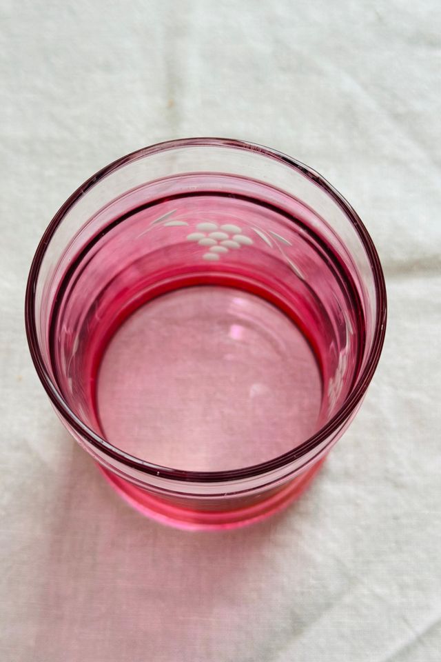 Vintage Pink Etched Glass Tumbler Selected by KA.TL.AK #3