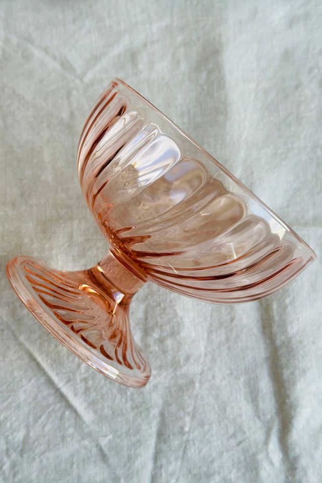 Vintage French Pink Swirled Glass Compote Dish Selected by KA.TL.AK