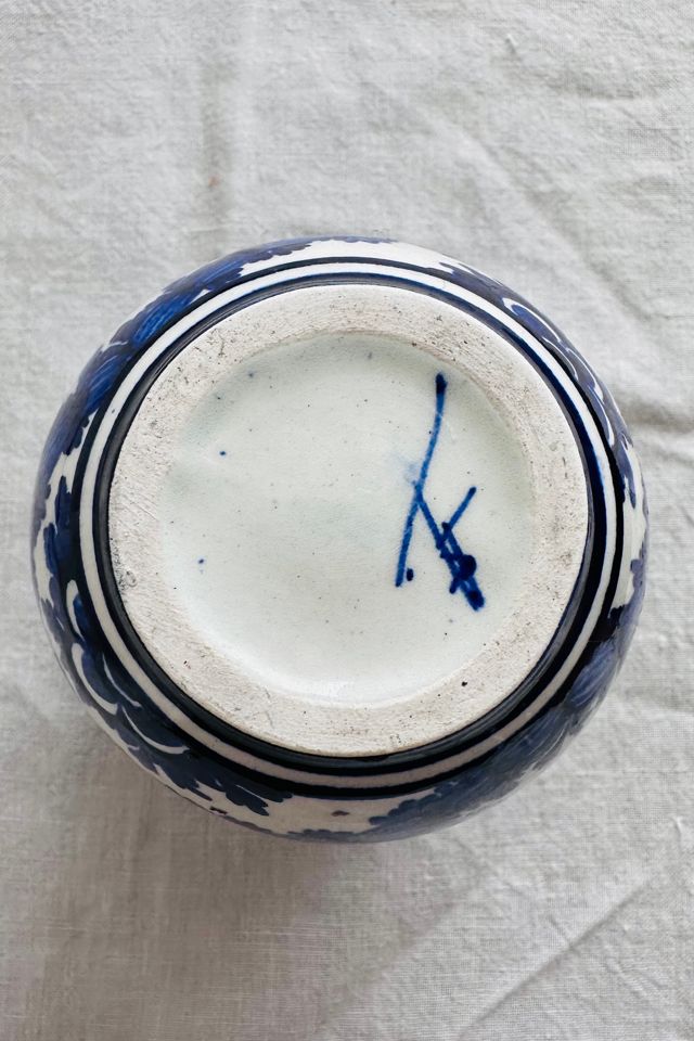 Vintage Blue and White Hand Painted Vase Selected by KA.TL.AK #3
