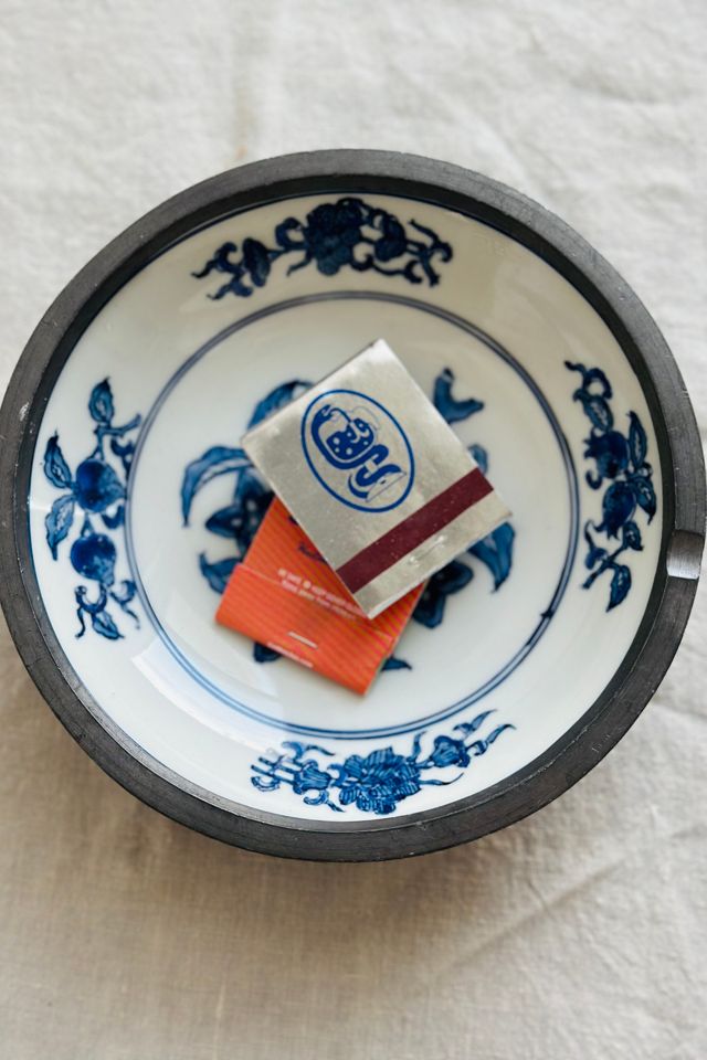 Vintage Blue and White Chinese Porcelain Dish with Pewter Base Selected by KA.TL.AK #2