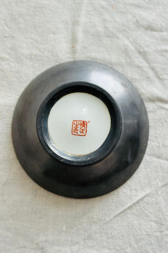 Vintage Blue and White Chinese Porcelain Dish with Pewter Base Selected by KA.TL.AK #3