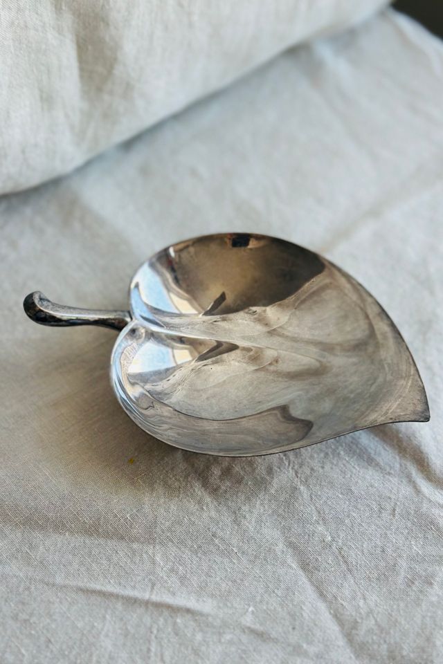 Vintage Silver Plate Footed Leaf Dish Selected by KA.TL.AK #1