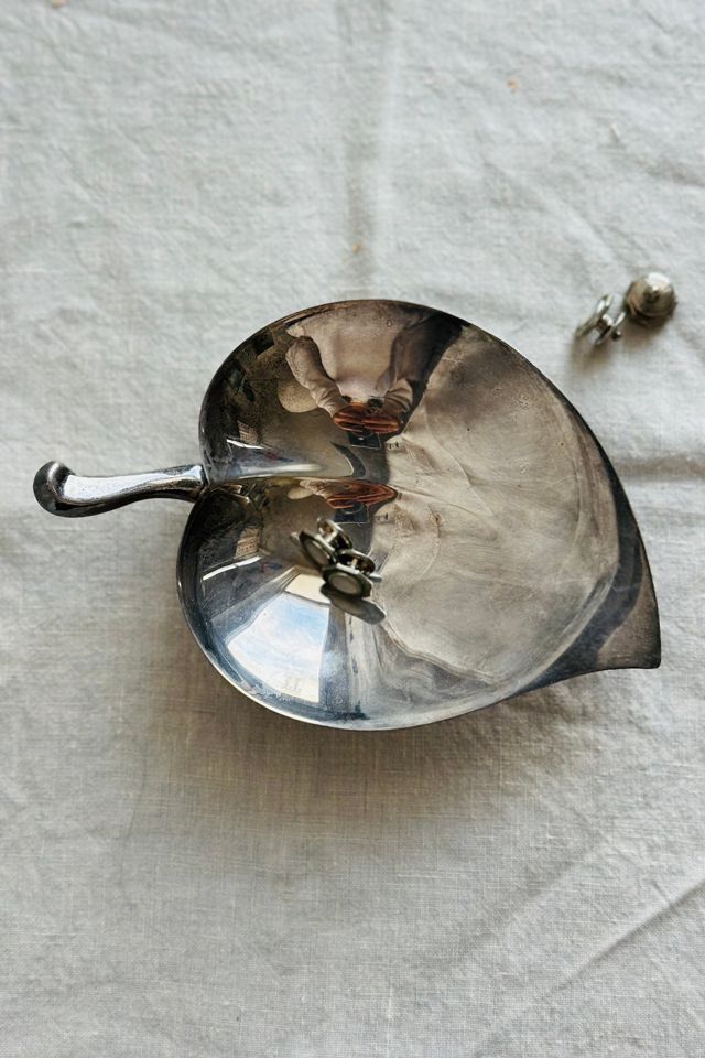 Vintage Silver Plate Footed Leaf Dish Selected by KA.TL.AK #3