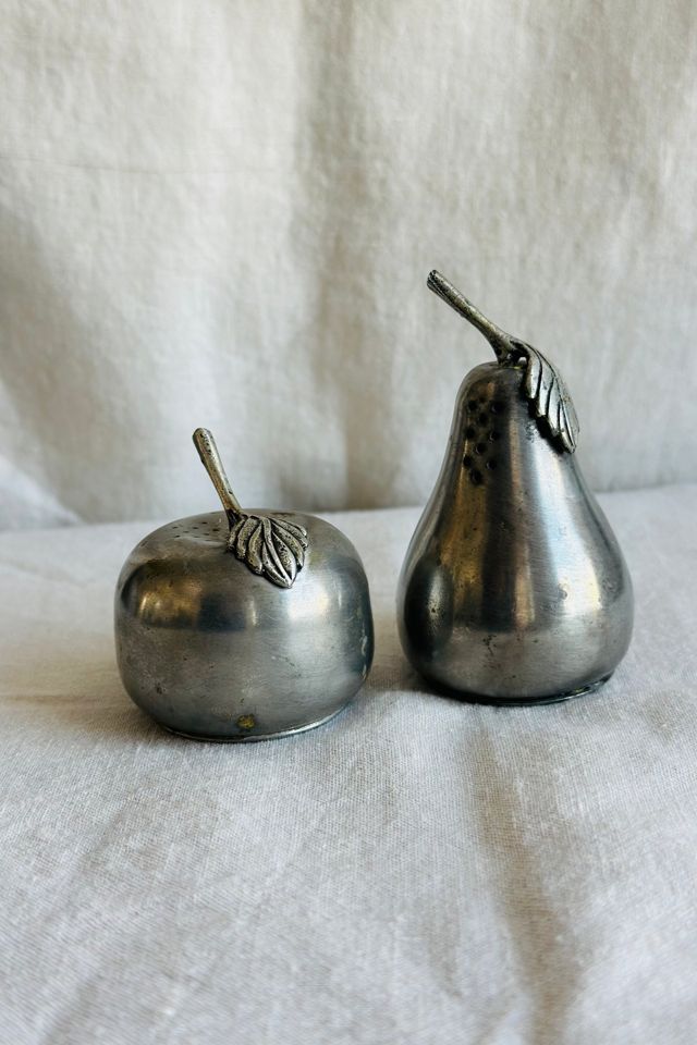 Vintage Kirk Stieff Pewter Pear and Apple Salt and Pepper Shakers Selected by KA.TL.AK