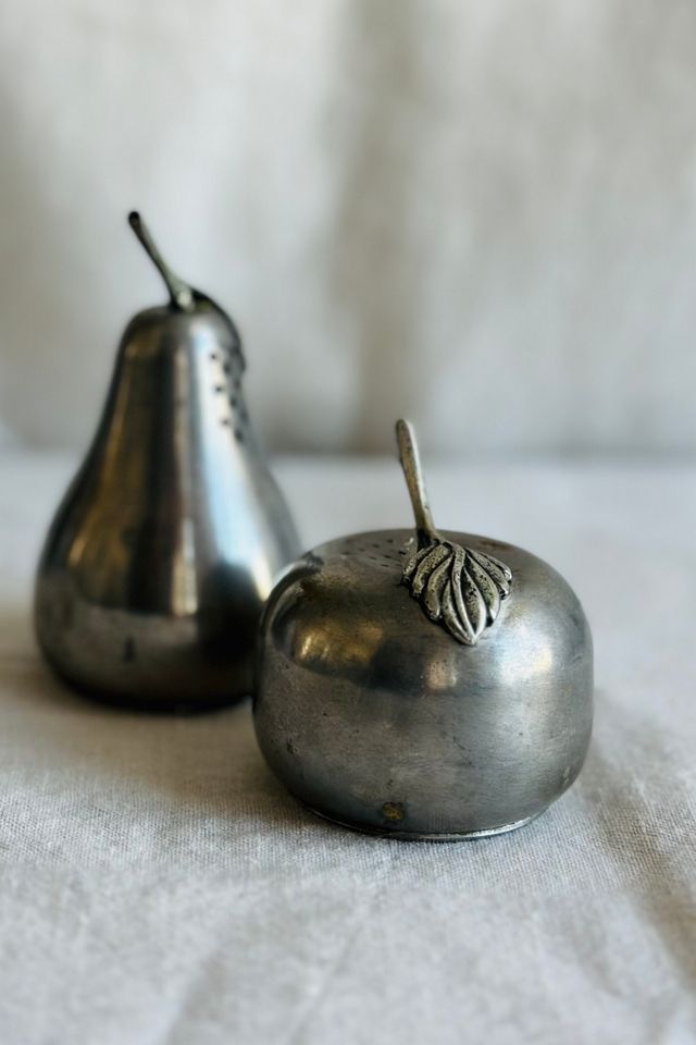 Vintage Kirk Stieff Pewter Pear and Apple Salt and Pepper Shakers Selected by KA.TL.AK #3