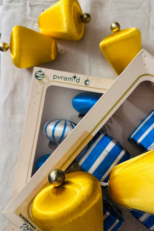 Vintage Sateen Ornaments in Original Boxes Selected by KA.TL.AK