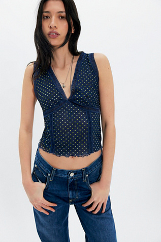 Débardeur Femme Free People Bleu Cendre - Taille XS - Maille Waffle - Neuf Avec étiquettes