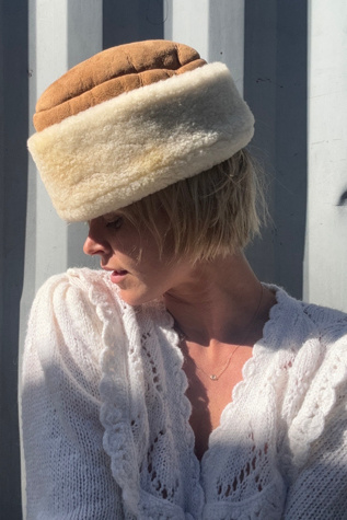 Vintage 1970s Suede Sherpa Hat Selected by Kikos Kloset