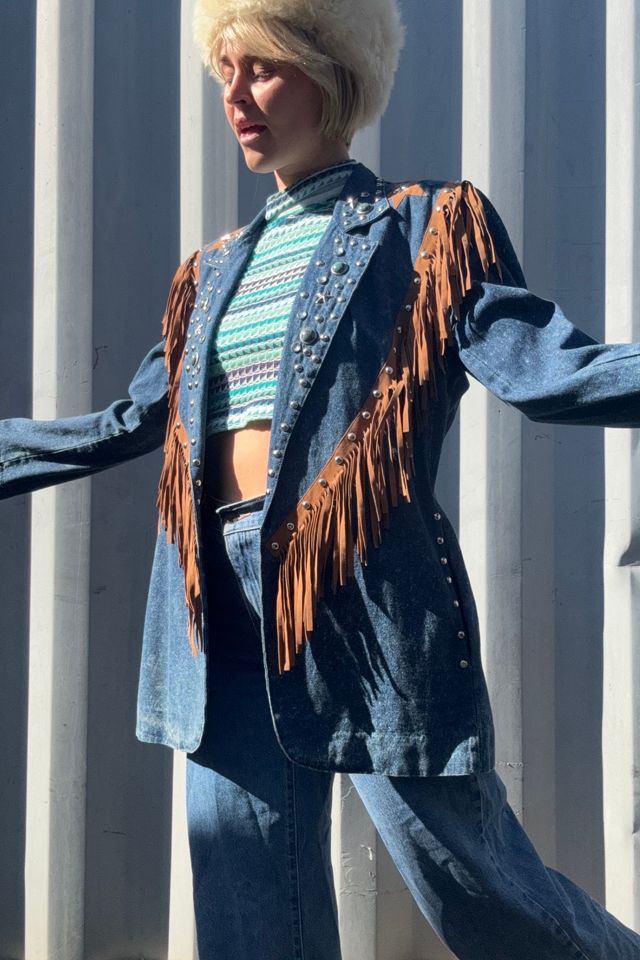Vintage 1970s Denim Fringe Jacket Selected by Kikos Kloset #1