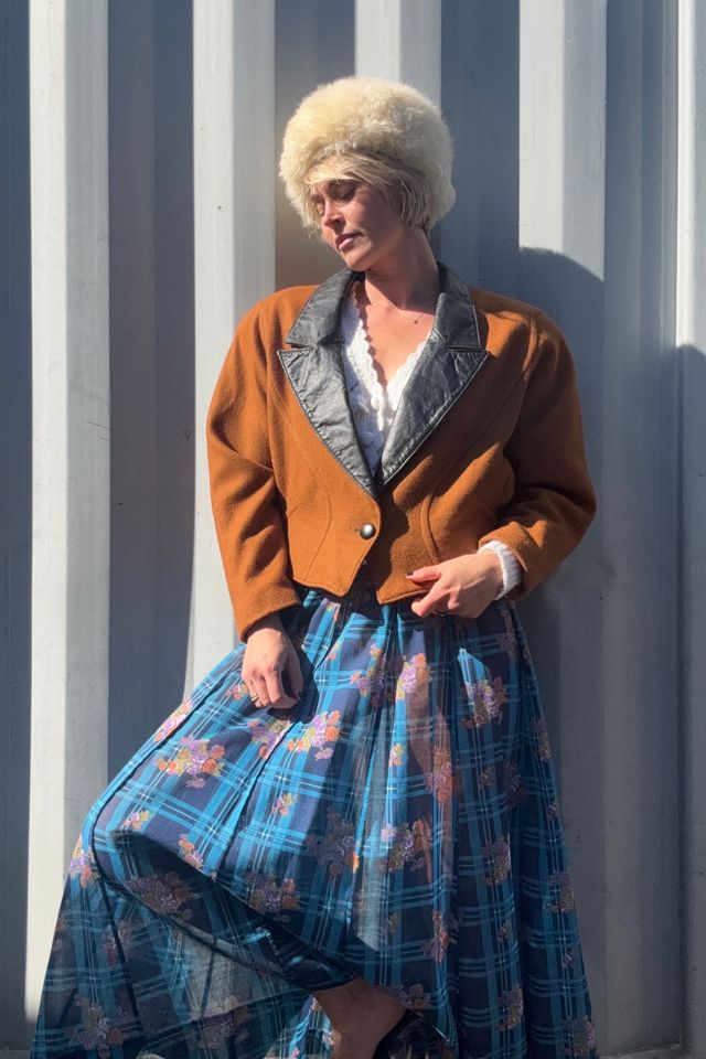 Vintage 1980s Wool and Leather Jacket Selected by Kikos Kloset #1