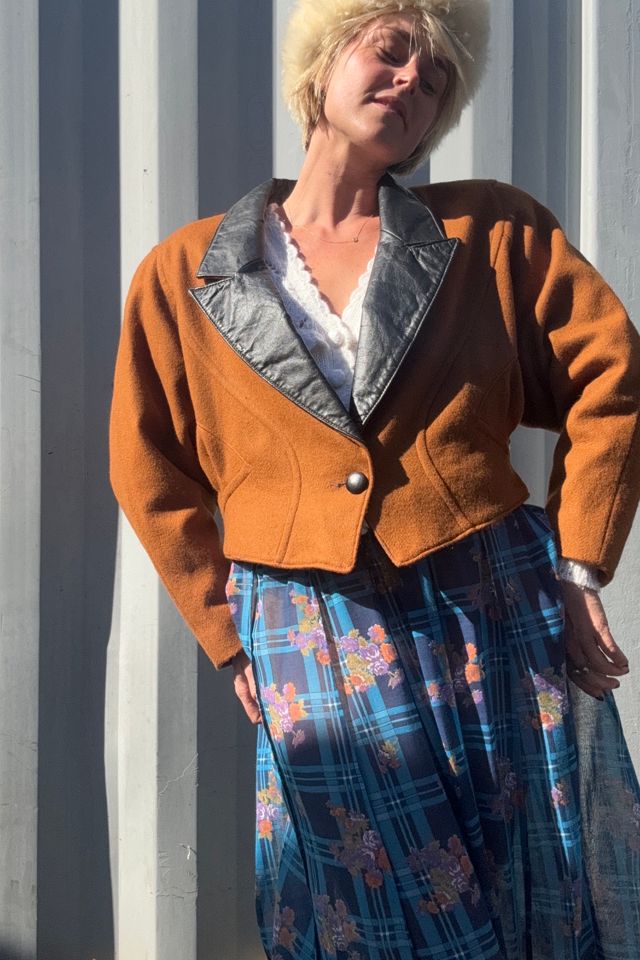 Vintage 1980s Wool and Leather Jacket Selected by Kikos Kloset #2