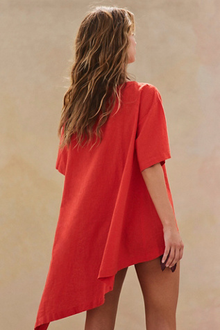 Женский топ free-est Alina Cotton-Linen Short-Sleeve Top, цвет: Вишнёвый — фото 2