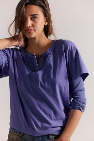 We The Free 3rd Street Tee at Free People in Purple, Size: XS