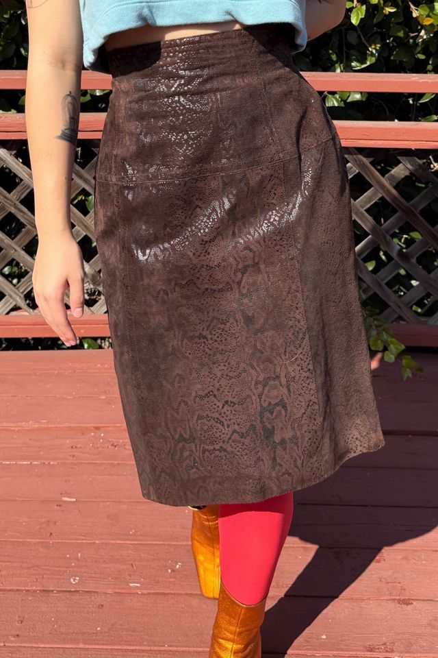 1980s Escada Snakeskin Print Suede Skirt Selected by Personal Choice #2