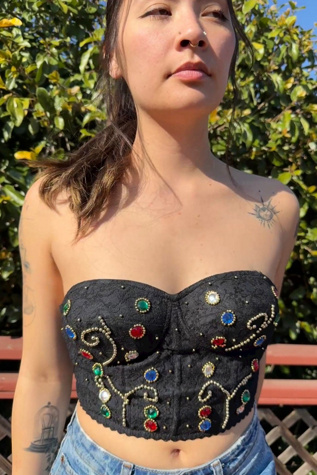 Vintage Rhinestone Convertible Lace Bustier Selected by Personal Choice