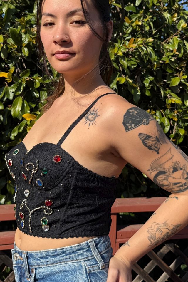 Vintage Rhinestone Convertible Lace Bustier Selected by Personal Choice #1