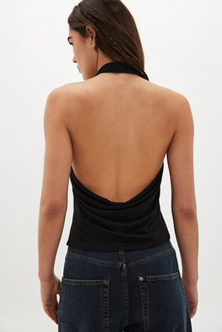 Женский топ Free People Cupro Cowl Neck Halter, цвет: Чёрный — фото 5