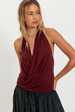 Cupro Cowl Neck Halter Top by Free People in Red, Size: L