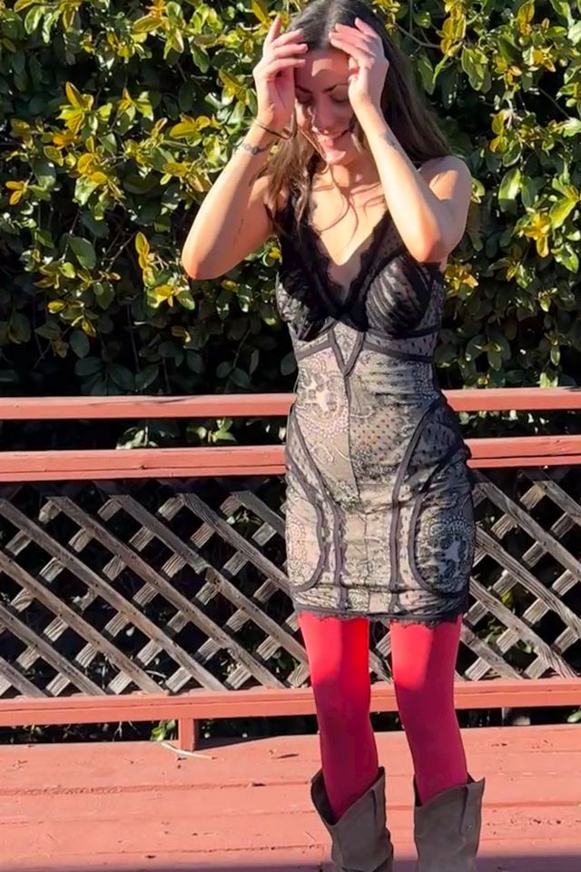 Y2K Bebe Nude Illusion Lace Slip Dress Selected by Personal Choice #1