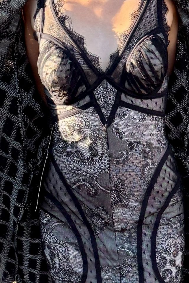 Y2K Bebe Nude Illusion Lace Slip Dress Selected by Personal Choice #2