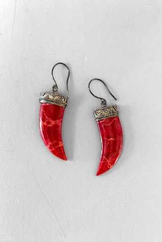 Vintage Red Coral Sterling Silver Drop Earrings Selected by MARMALADE