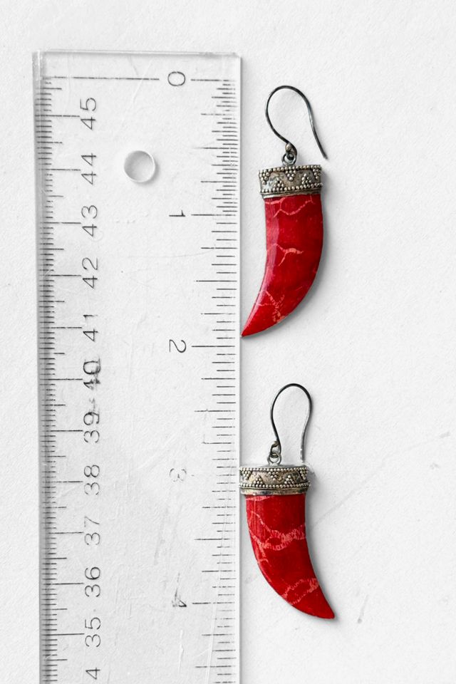 Vintage Red Coral Sterling Silver Drop Earrings Selected by MARMALADE #2