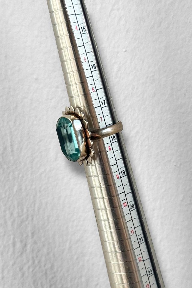 Vintage Artisanal Blue Glass Faceted Sterling Silver Cocktail Ring Selected by MARMALADE #3